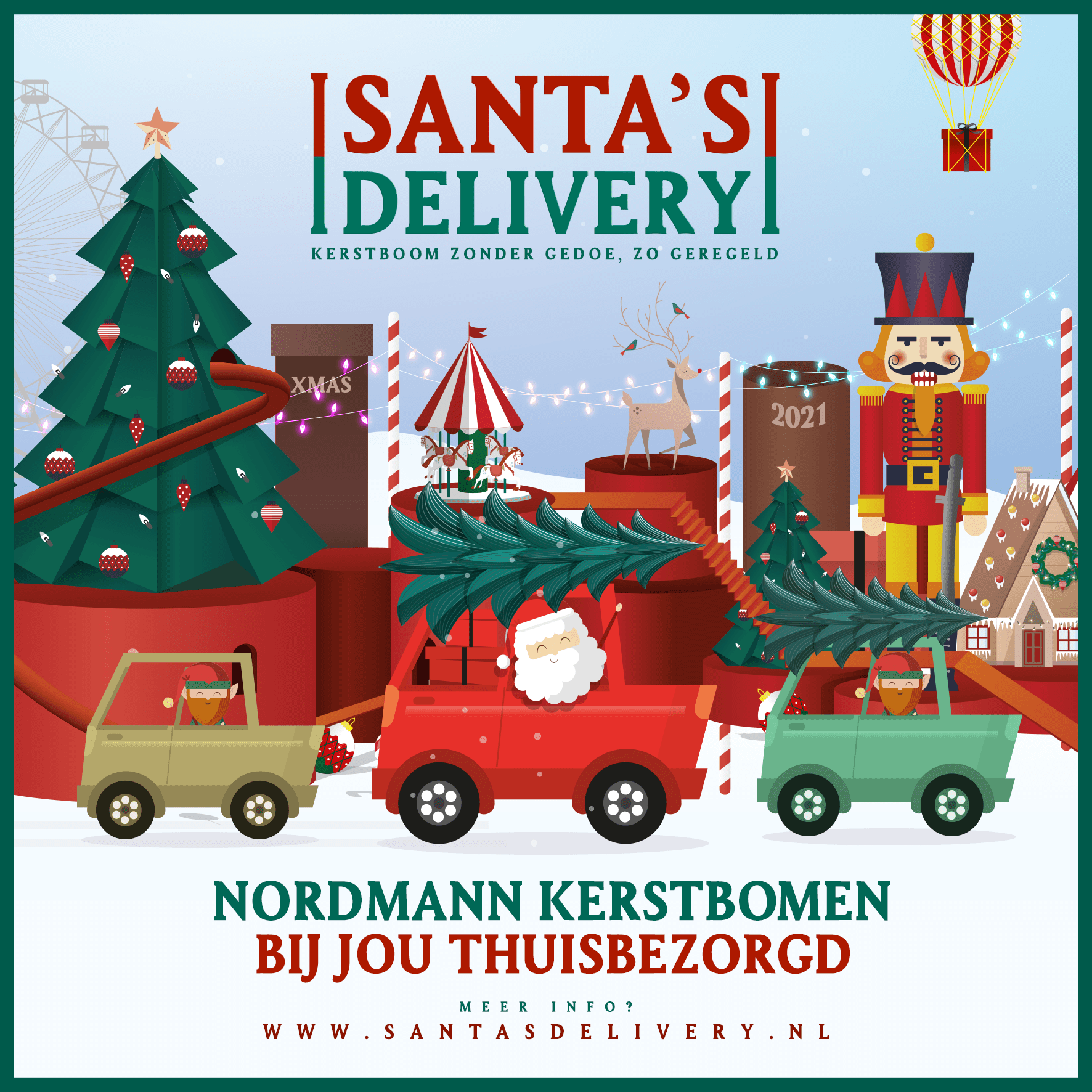 Kerstboom bestellen Nijmegen - Santa's Delivery - Nordmann - vierkant